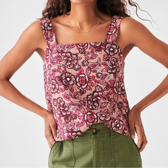 Faherty Tops - NWT Faherty Pacifica Linen Blend Tank - Red Desert Bloom - Size Small